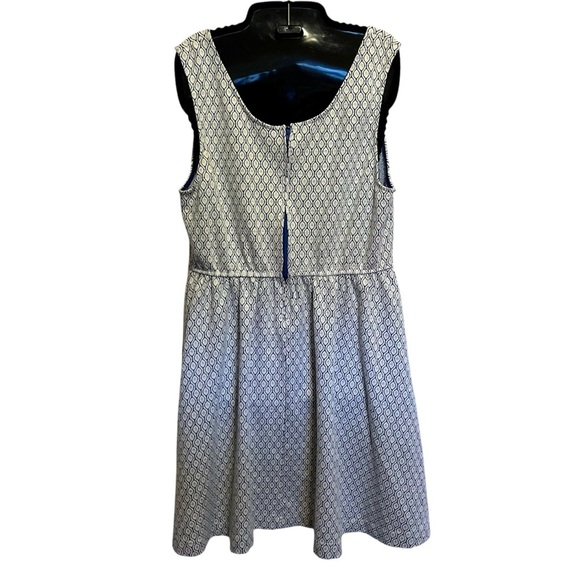 ModCloth XL Fit & Flare Dress Nautical Preppy Silver Sparkle, Deep Pockets 50s - Picture 5 of 10